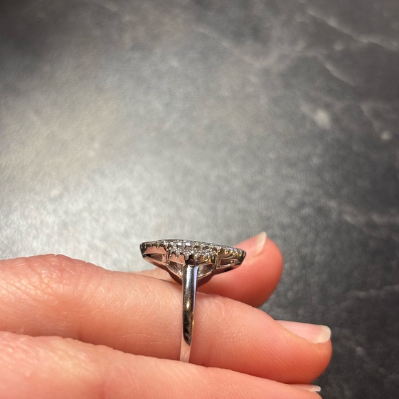 Silver Art Deco Cocktail Ring - Picture 7 of 8